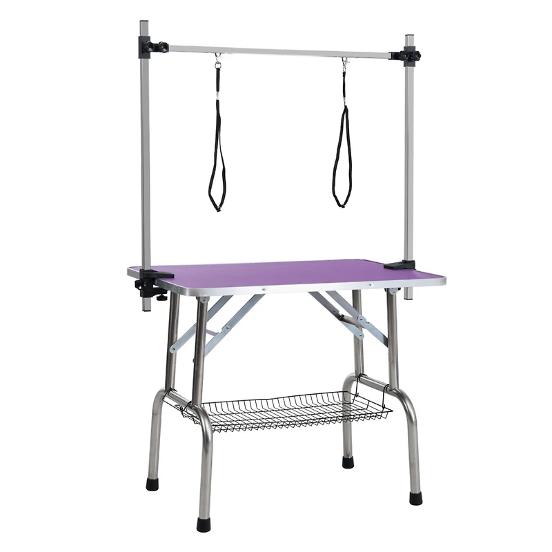 Streamdale Furniture Sturdy Foldable Pet Grooming Table with Storage