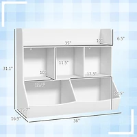 Qaba 3 Tier Kids Toy Shelf with 5 Compartment, Anti-Tip Device,