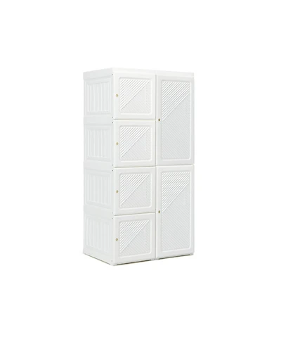 Foldable Armoire Wardrobe Closet with 8 Cubby Storage