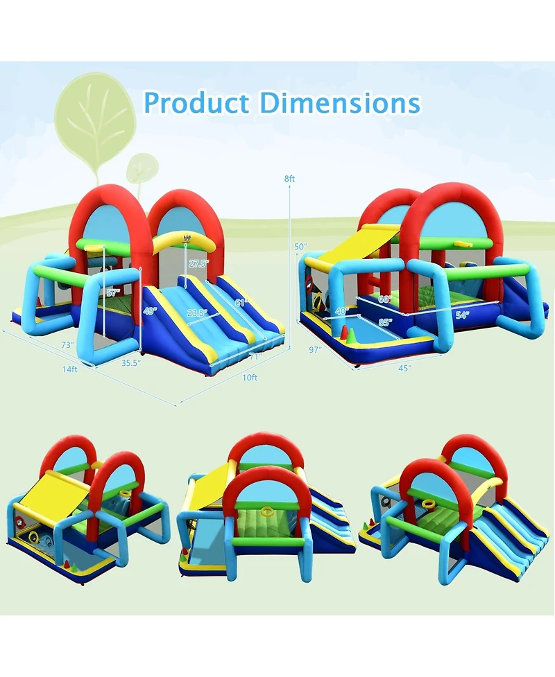 Sugift Inflatable Jumping Castle Bounce House with Dual Slides and 480W Blower
