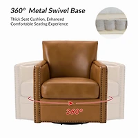 Hulala Home Pascual Contemporary 29'' Wide Genuine Leather Swivel Chair