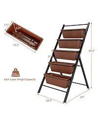 Sugift 5-tier Vertical Garden Planter Box Elevated Raised Bed with 5 Container