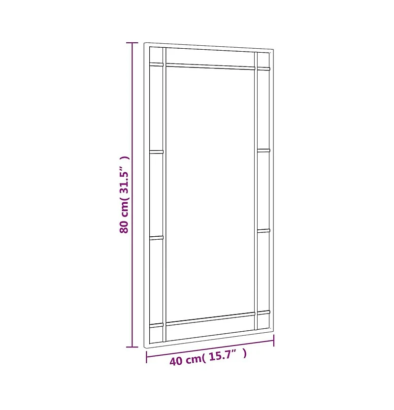 vidaXL Wall Mirror Black 15.7"x31.5" Rectangle Iron