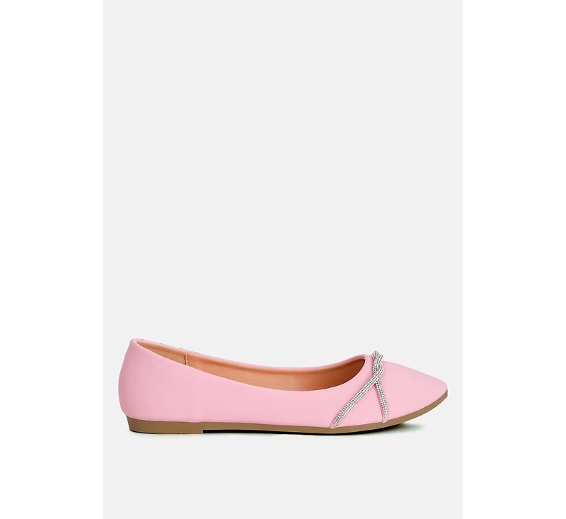 Playasu Rhinestone Faux Leather Ballerinas