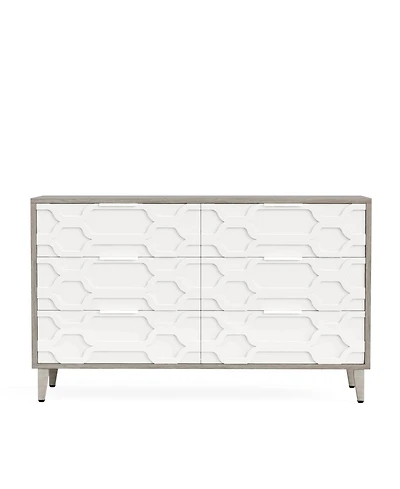 Tribesigns 47-Inch Dresser for Bedroom with 6 Drawers, Double Wide Chest of Drawers, Wood Storage Dresser for Closet, Drawer Cabinet Storage Drawers f