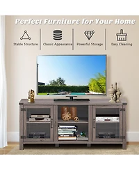 Gymax Tv Stand Entertainment Center for Tv's up to 65'' w/ Storage Cabinets Deep Taupe