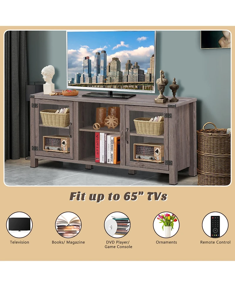 Gymax Tv Stand Entertainment Center for Tv's up to 65'' w/ Storage Cabinets Deep Taupe