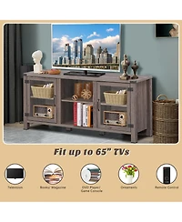 Gymax Tv Stand Entertainment Center for Tv's up to 65'' w/ Storage Cabinets Deep Taupe
