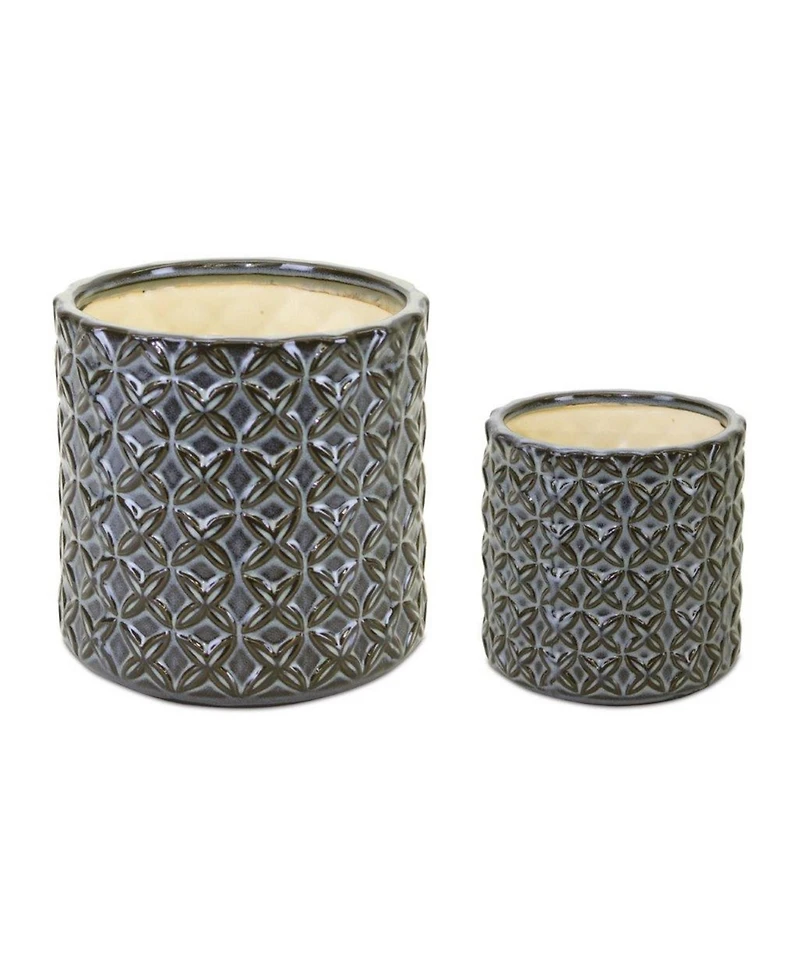 Slickblue Geometric Pattern Ceramic Pot (Set of 2)