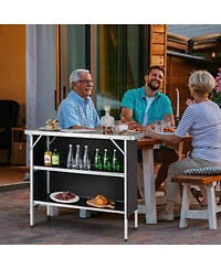 Sugift Folding Camping Table with 2-Tier Open Shelves for Outdoor Bbq