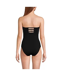 Lands' End Women's Chlorine Resistant Bandeau High Leg Strappy One Piece Swimsuit