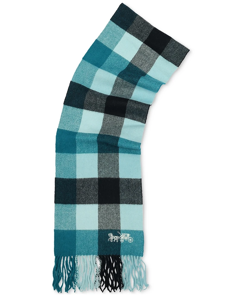 Coach Women's Wool Checkered Fringe-Trim Scarf