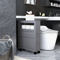 Homcom Narrow Bathroom Storage Cabinet with Rolling Wheels,