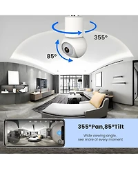 Eco4Life Smart Wi-Fi 2K/4MP Ptz Light Bulb Security Camera
