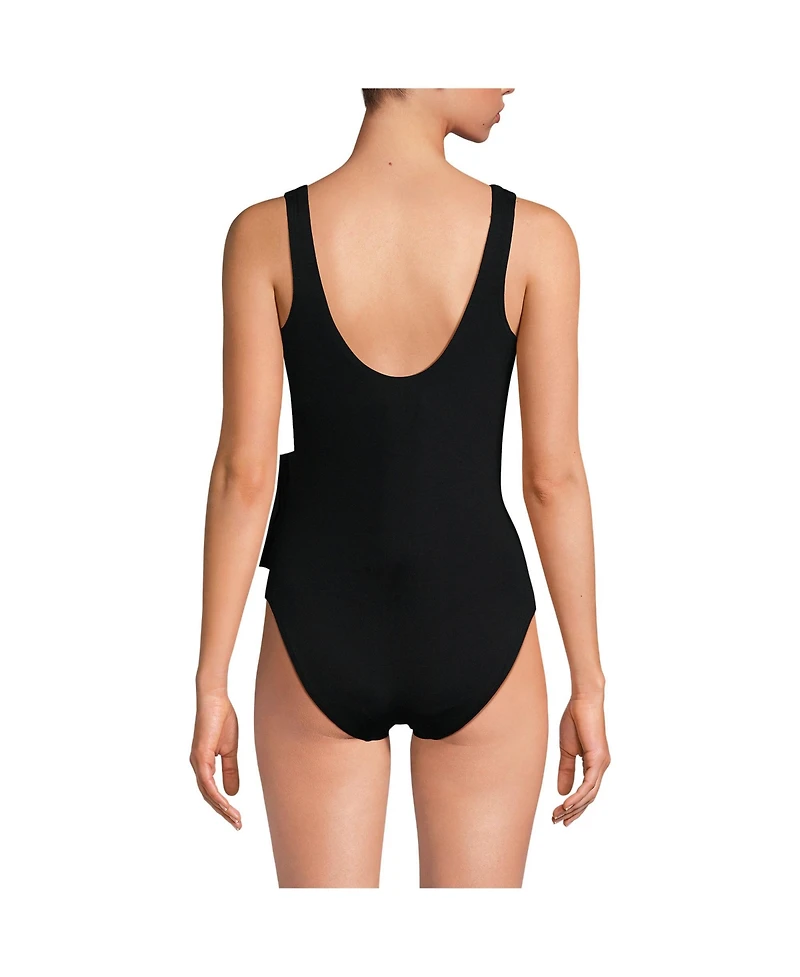 Lands' End Women's Side Tie Wrap One Piece Swimsuit