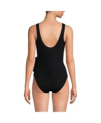 Lands' End Women's Side Tie Wrap One Piece Swimsuit