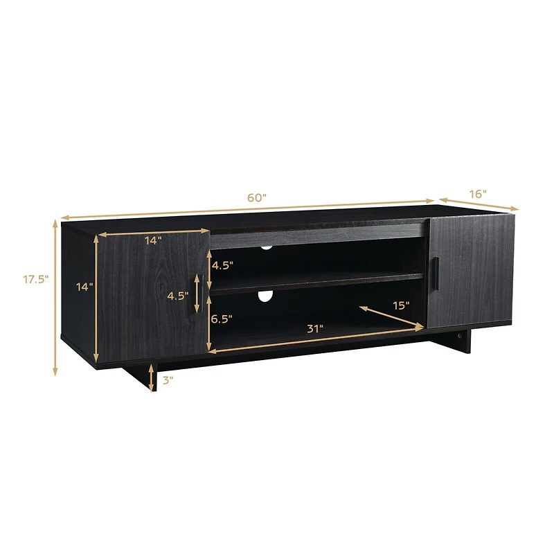 Gymax Modern Tv Stand Media Entertainment Center for Tv's up To 65'' w/Storage Cabinet