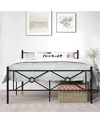 Sugift Full/Queen Metal Platform Bed Frame with Headboard and Footboard