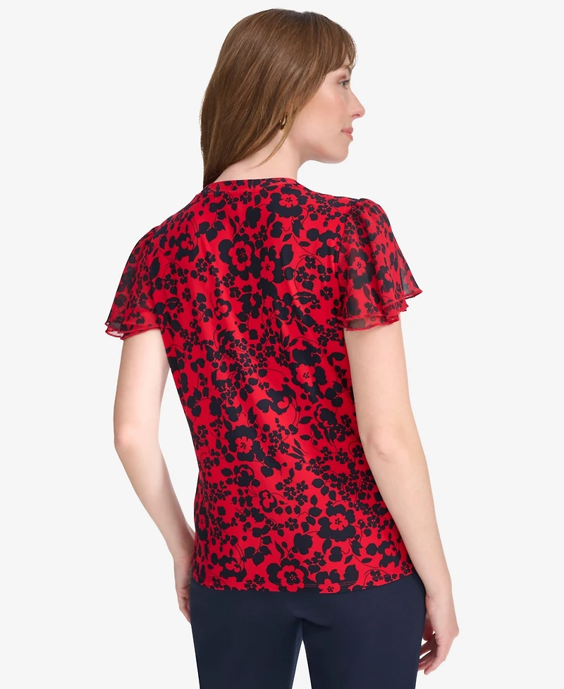 Tommy Hilfiger Women's Short Sleeve Blouse with Butterfly Sleeves