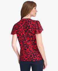 Tommy Hilfiger Women's Short Sleeve Blouse with Butterfly Sleeves
