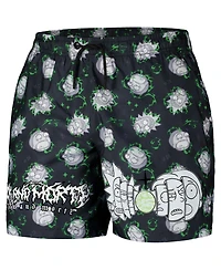 Freeze Max Men's Black Rick and Morty '90s Rave Rickvival Allover Print Shorts