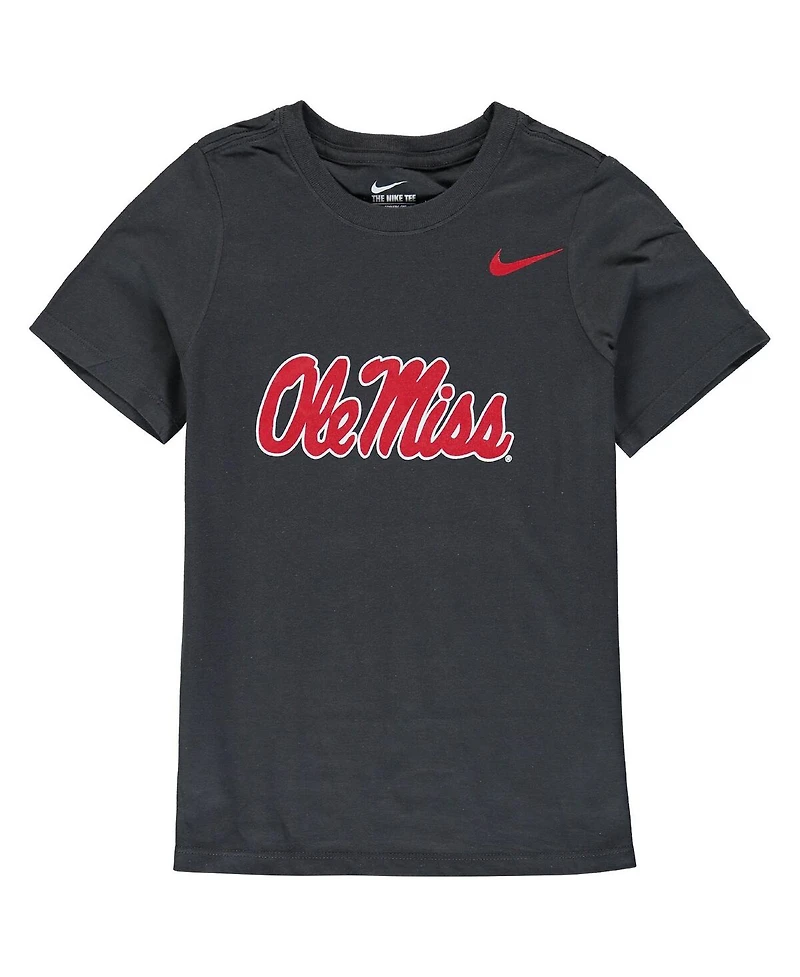 Nike Big Boys and Girls Anthracite Ole Miss Rebels Cotton Logo T-Shirt