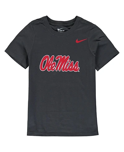 Nike Big Boys and Girls Anthracite Ole Miss Rebels Cotton Logo T-Shirt