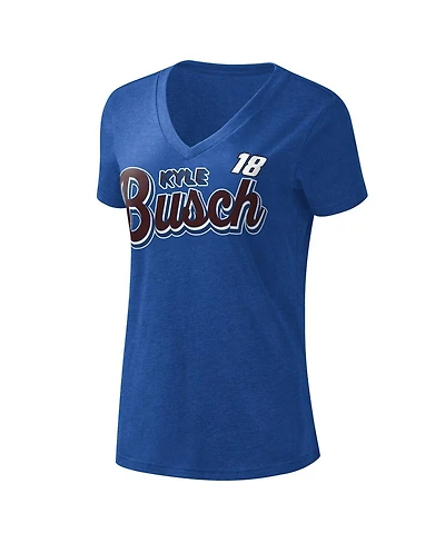 G-iii 4Her by Carl Banks Women's Blue Kyle Busch 1st Place V-Neck T-Shirt