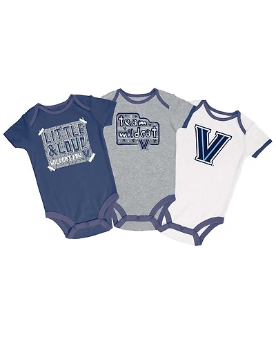 Champion Baby Boys and Girls Navy/Gray/White Villanova Wildcats 3-Pack Bodysuit Set