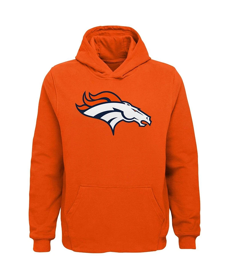 Outerstuff Big Boys and Girls Orange Denver Broncos Team Logo Pullover Hoodie