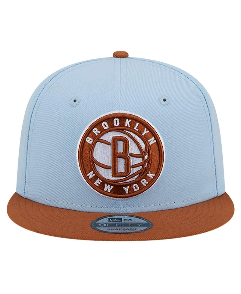 New Era Men's Light Blue/Brown Brooklyn Nets 2-Tone Color Pack 9FIFTY Snapback Hat