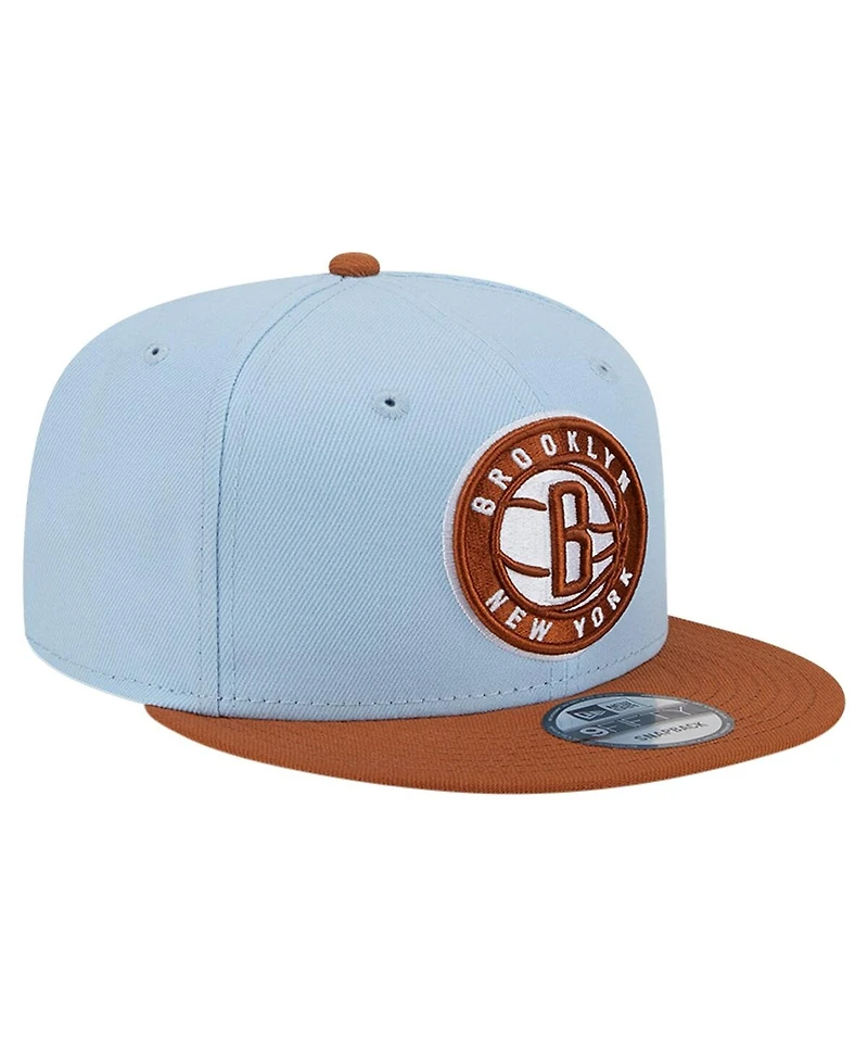 New Era Men's Light Blue/Brown Brooklyn Nets 2-Tone Color Pack 9FIFTY Snapback Hat