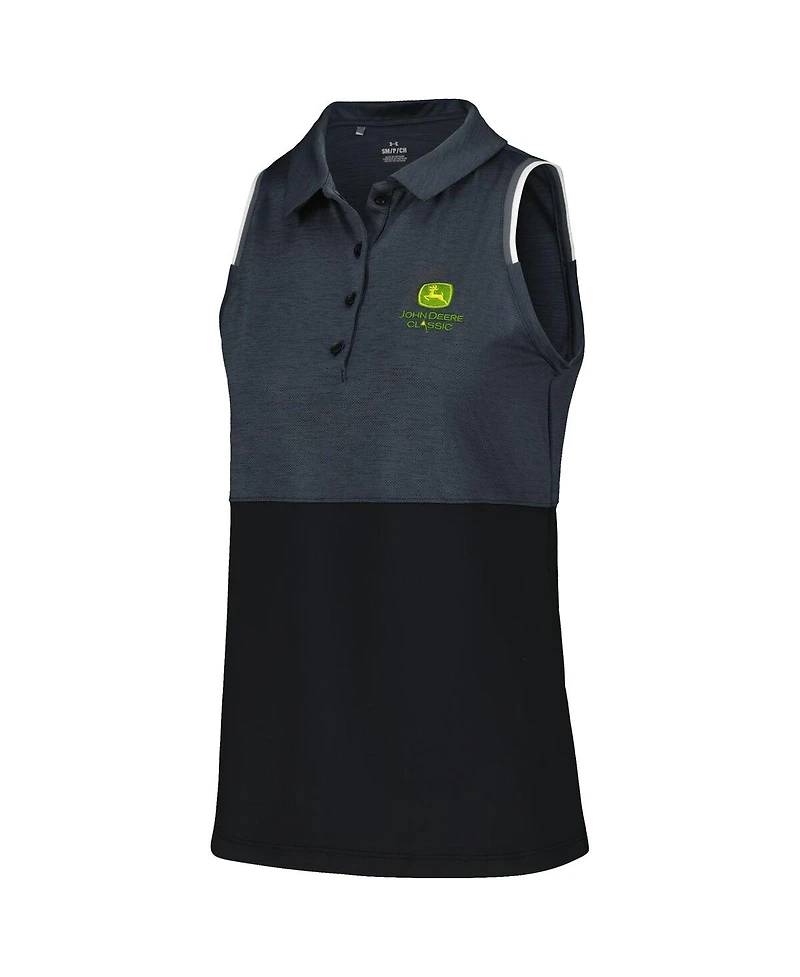 Under Armour Women's Graphite John Deere Classic Playoff Heather Block Sleeveless Polo