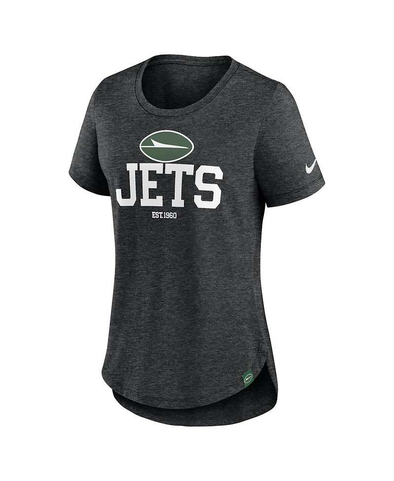 Nike Women's Heather Black New York Jets Fashion Tri-Blend T-Shirt