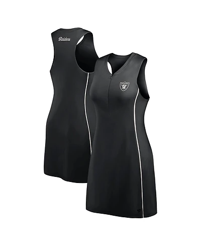 Fanatics Women's Black Las Vegas Raiders Studio Boost Athletic Half-Zip Dress