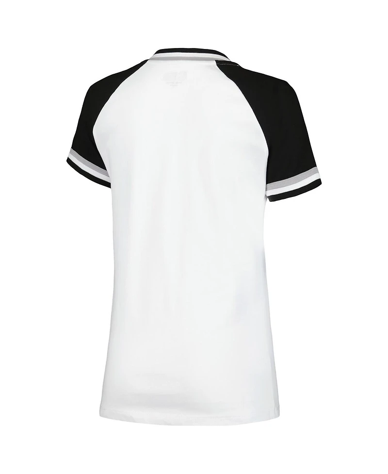 New Era Women's White Chicago Sox Jersey Double Binding Raglan V-Neck T-Shirt