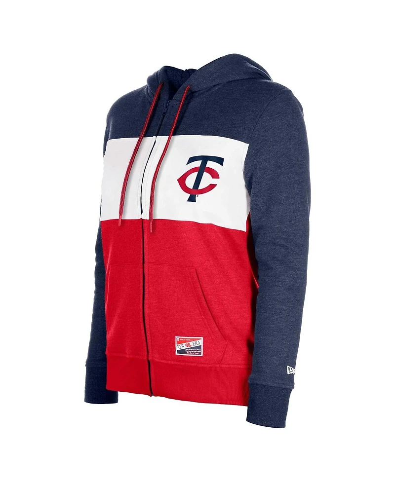 New Era Women's Navy Minnesota Twins Color Block Full-Zip Hoodie Jacket