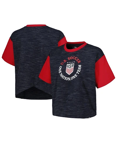 5th & Ocean Women's Navy Uswnt Athletic Cross Back Cropped T-Shirt