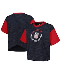 5th & Ocean Women's Navy Uswnt Athletic Cross Back Cropped T-Shirt