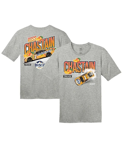 Trackhouse Racing Team Collection Men's Steel Heather Ross Chastain Busch Light Peach T-Shirt
