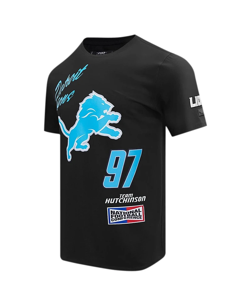 Pro Standard Men's Aidan Hutchinson Black Detroit Lions Fast Lane Name Number Player T-Shirt