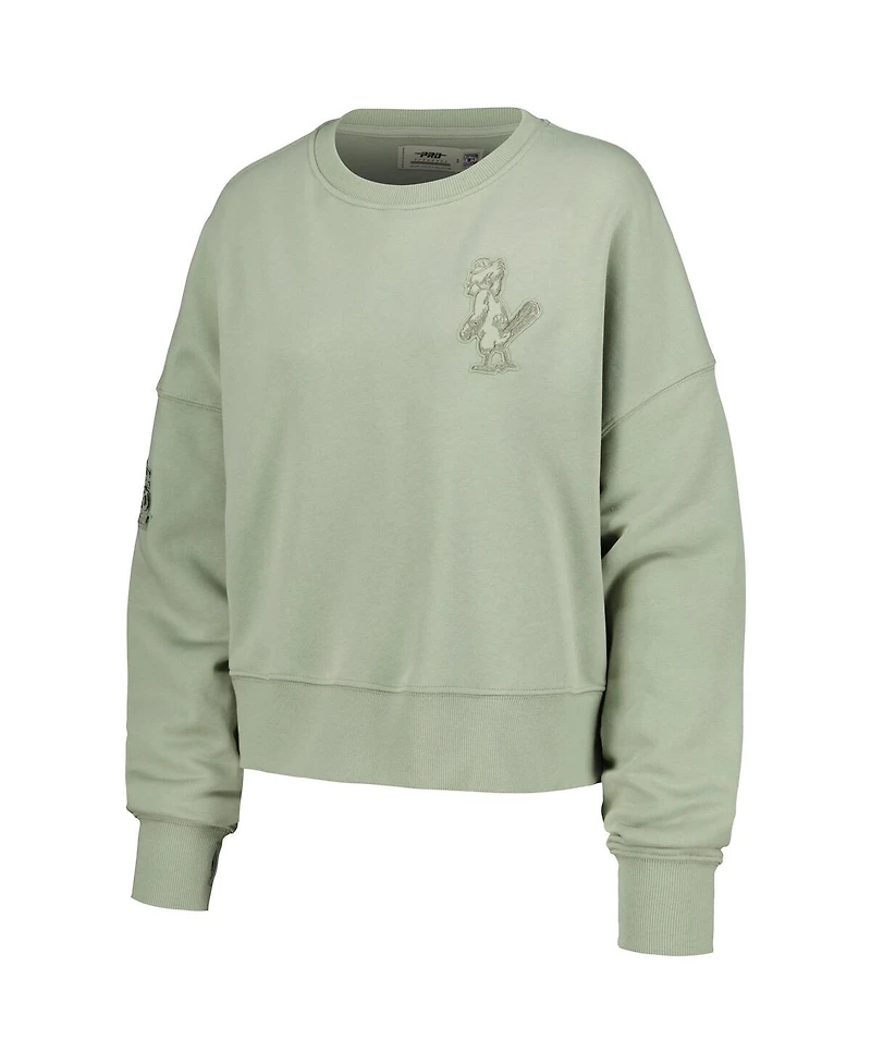 Pro Standard Women's Green St. Louis Cardinals Neutral Oversized Boxy Cropped Pullover Sweatshirt