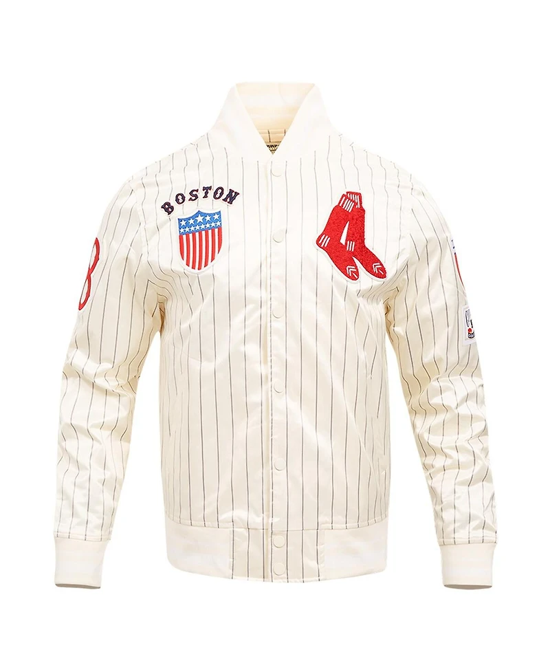 Pro Standard Men's Cream Boston Red Sox Cooperstown Collection Pinstripe Retro Classic Satin Full-Snap Jacket