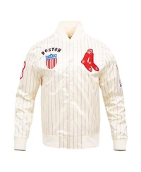 Pro Standard Men's Cream Boston Red Sox Cooperstown Collection Pinstripe Retro Classic Satin Full-Snap Jacket