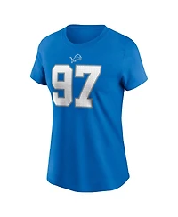 Nike Women's Aidan Hutchinson Blue Detroit Lions Player Name Number T-Shirt
