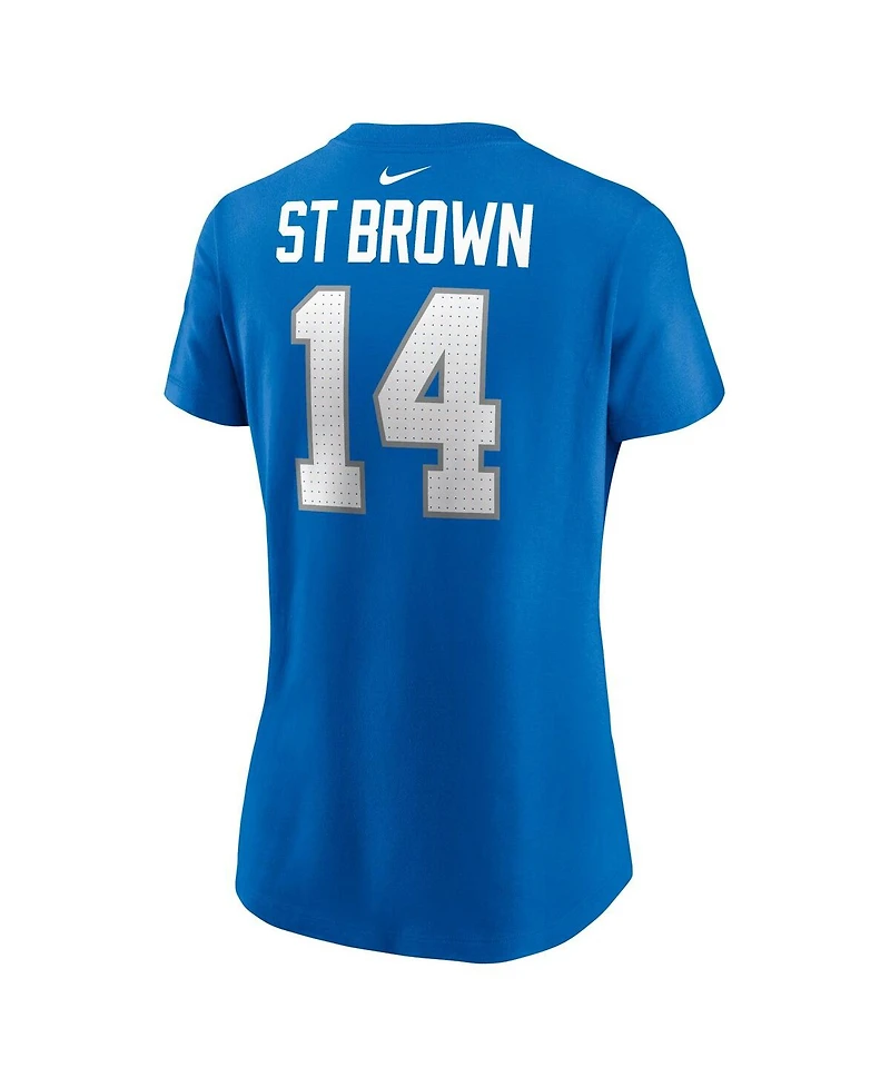 Nike Women's Amon-Ra St. Brown Blue Detroit Lions Player Name Number T-Shirt