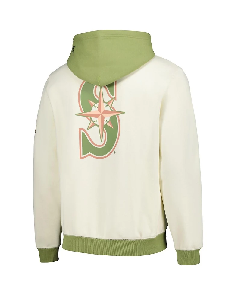 New Era Men's Cream/Green Seattle Mariners Color Pop Pullover Hoodie