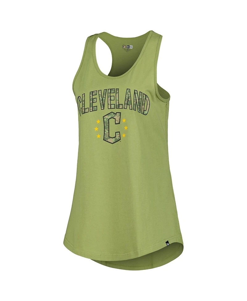 New Era Women's Olive Cleveland Guardians Armed Forces Day Tank Top