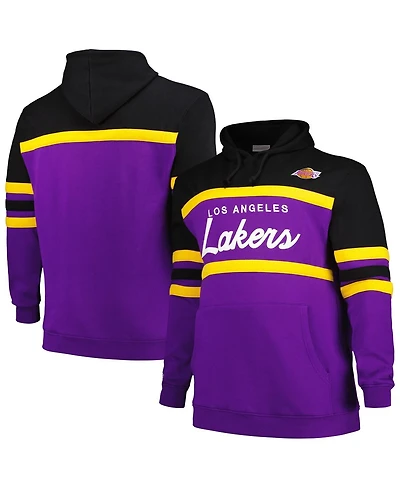 Mitchell & Ness Men's Black/Purple Los Angeles Lakers Big Tall Hardwood Classics Head Coach Pullover Hoodie
