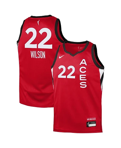 Nike Big Boys and Girls A'ja Wilson Red Las Vegas Aces Rebel Edition Player Jersey